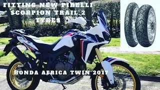 HONDA AFRICA TWIN 2017 года выпуска, установка новых шин PIRELLI SCORPION TRAIL 2 и случайное общение