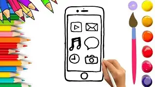 How To Draw cute Iphone Drawing, Painting & Coloring For Kids and Toddlers_🌈🎨