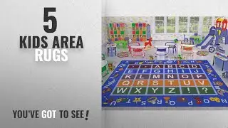 Top 10 Kids Area Rugs [2018 ]: Ottomanson Jenny Collection Light Blue Frame with Multi Colors Kids