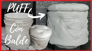 ♻️DIY PUFF USANDO BALDE DE PINTURA RECICLADO//Transform a Simple Bucket into an ottoman with storage