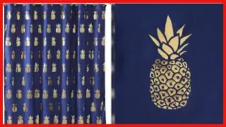 Great product -  SKL Home by Saturday Knight Ltd. Gilded Pineapple Fabric Shower Curtain, Navy/Gold