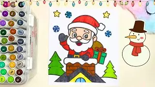 Papá Noel 🎅 coloreamos juntos este dibujo navideño paso a paso #colorear #viral #viralvideo