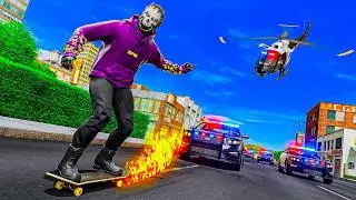 Escaping Cops With Skateboard In GTA 5 RP