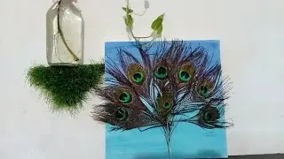 Peacock feathers frame decoration creative ideas easy and beautiful