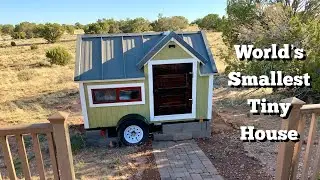 WORLD'S SMALLEST TINY HOUSE | Build Part 5: Foundation, Outhouse, Deck & Kitchen