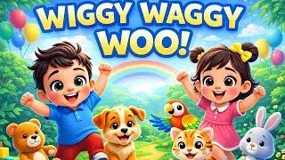Wiggy Waggy Woo | Jungle Dance Song for Kids 🐒🦜 | Fun Animal Nursery Rhyme | Nursery Songs