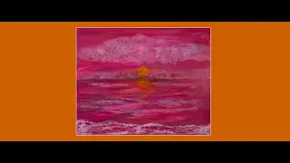 #8708b Sun & Reflections Added Pink Seascape Prizm Pour Contemporary Art Fluid Acrylics 5.15.22