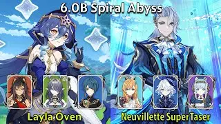 Печь C6 Layla и электрошокер C0 Neuvillette SuperTaser - Genshin Impact 6.0-6.1 Spiral Abyss, пол...