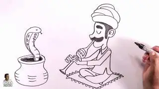 Draw a snake charmer