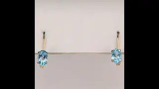 ESTATE - 10K Yellow Gold Hinged Back Blue Topaz Earrings 1cts