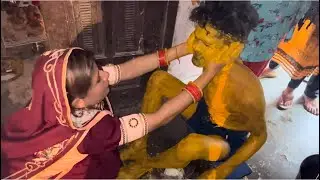Devar ki haldi 😍|| pura bhoot bna diya 😅|| #familyvlog #devarkishadi #enjoy #haldi #haldiceremony