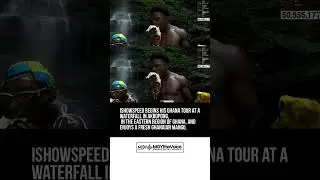 IShowSpeed begins his Ghana tour at a waterfall in Akropong, and enjoys a fresh Ghanaian mango