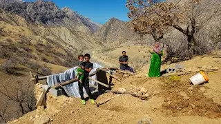 Freezing Night in Zagros | Nomad Family Builds Shelter for Sheep ❄️🐑