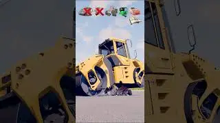 Road Roller Crushes Cars &ndash; Satisfying Flattening Test!💥 #shorts  #beamngdrive #beamngrao #automobile