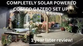 Large Costco GAZEBO ￼SETUP with Solar lights and batteries! 1 yr later long-term review updates!