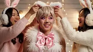 Cute Cosplay Makeover from the Girls! ✨🐾#CatCosplay #PinkAesthetic #SoftBoy #CosplayLife #Transform