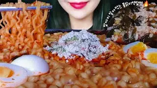 Рамен Булдак с супом из морских водорослей. Мукбанг ASMR🔥Рецепт острой лапши БулдакШоу еды Звуки еды