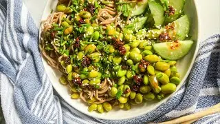 DELICIOUS Cold Noodle Salad w Edamame 🍜 🥒 - Perfect for Meal Prep