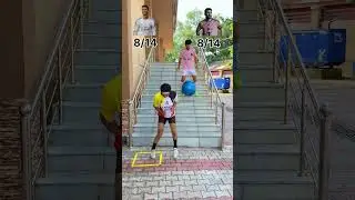 Ronaldo footwork🔥 vs Messi stairs jump challenge 💪⚽#football #messi #ronaldo