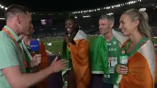 Ireland's 4 x 400m mixed relay team reacts to European gold win in Interview to RTE Sports.