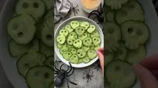 Skull Cucumber Salad ☠️ | Spooky Halloween Side Dish Idea | Easy Creepy Party Recipe 🥒💀 #halloween
