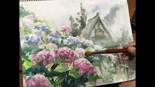 水彩画の基本〜あじさいを描くコツ 3分講座  How to draw Hydrangea | 3MIN Watercolor Tips