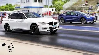 Bmw 340i vs Tesla model 3 drag race.