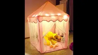 ORIAN Princess Castle Playhouse Girls Tent w/ LED Star Lights Large Kids Play for Imaginative Games