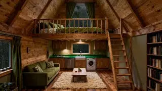 Cozy Cabin Rain Sounds at Night 🌧️ Warm Wooden Ambience for Deep Sleep, Relaxation & Study (4K)