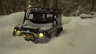 rc scale 4x4 Land Rover defender 90 #WildBrit winter forest trail