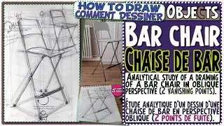 How to draw a bar chair in oblique perspective? dessiner une chaise de bar en perspective oblique