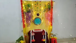 Ganapati and navaratri decoration ideas for home // traditional backdrop decoration ideas... #viral