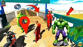 Franklin vs Hulk vs Flash vs Batman 😱 | Mega Ramp Bike Challenge | Indian Bike Driving 3D Boss Gamer