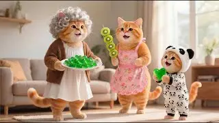 Jojo wants candy, but Mama Cat says no; Grandma Cat makes healthy fruit candy 🍬🐱