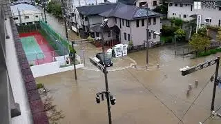 台風21号が上陸し冠水した芦屋市内