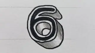 Простой 3D-рисунок цифры 6 / Как легко нарисовать цифры для начинающих