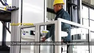 3.2m Vertical lift with compact folding door for Spanish client