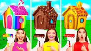 One Colored House Sweets vs Chocolate vs Fast Food | Creative Decoration Hacks by Crazy DO
