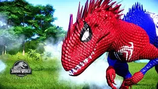 Spiderman Indominus Rex Vs Deadpool Spinosaurus Vs Hulk Godzilla Acrocanthosaurus | JWE