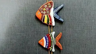 wall hanging craft ideas/Clay Fish wall hanging/Wall Decor/Wall Hanging/ Fish hanging #diy