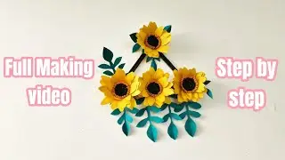 Paper sunflower 🌻 craft easy to make watch full making video #sunflower #flowers #video 