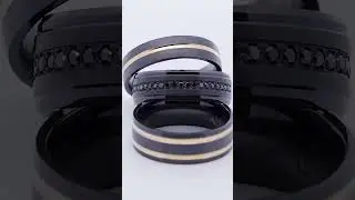 Modern Elegance: Black & Gold Wedding Bands for Him 💍✨