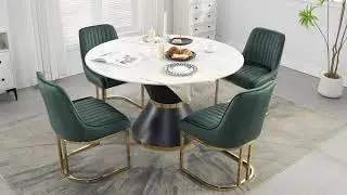 Chaise de Cuisine avec Pied Dor&eacute;, Chaise Salle a Manger Moderne avec Coussin &Eacute;pais