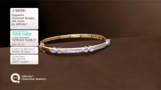 Baguette Diamond Bangle, 14K Gold, by Affinity on QVC