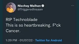 Techno Gamerz Reaction on @Technoblade death 😔.