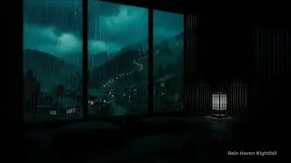 Quiet Night Rain + Piano in a Cozy Lantern Room + Stormy Rain View 🌧 | Peaceful Sleep & Relaxation