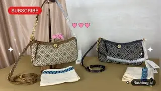 Review Time!! Tory burch T Monogram Chenille Studio bag Hazelnut
