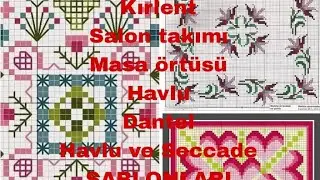 Etamin Şablonları #masa&ouml;rt&uuml;s&uuml; #kırlent #modif #hırka #crochet #handmade #dantel #handanger #havlu