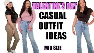 4 Easy Valentine's Day Casual Outfit Ideas 2022 | Express & H&M Mid Size Try On Haul