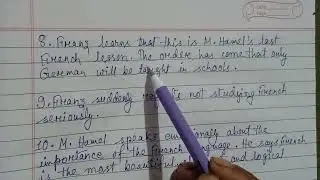 THE LAST LESSON || Key points || FLAMINGO || Cl - 12